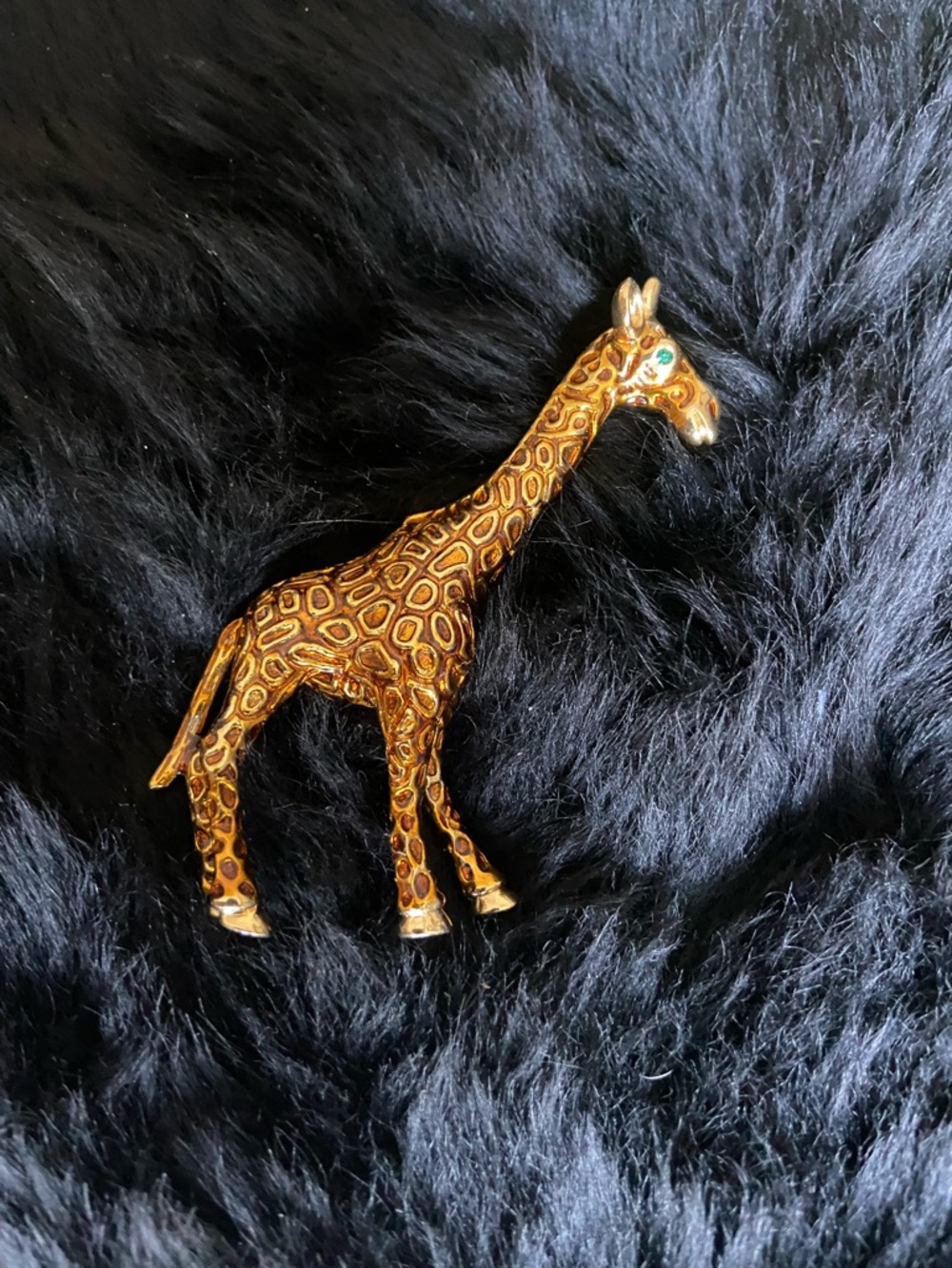 Gold Tone Giraffe Brooch with BEnamel Markings
